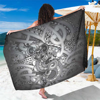 Aotearoa Maori Hei Tiki Sarong Kiwikiwi Kowhaiwhai Puhoro Motif LT9 One Size 44 x 66 inches Grey - Polynesian Pride