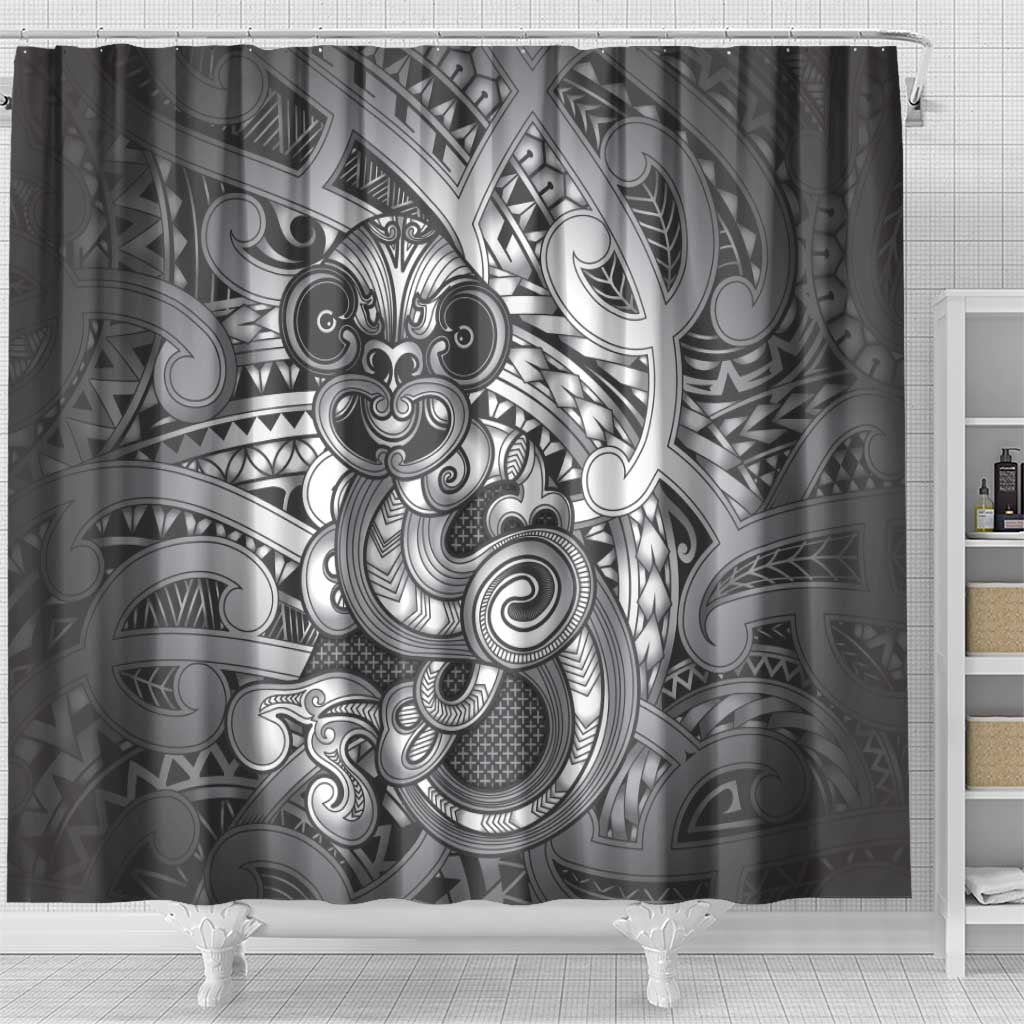 Aotearoa Maori Hei Tiki Shower Curtain Kiwikiwi Kowhaiwhai Puhoro Motif LT9 - Polynesian Pride