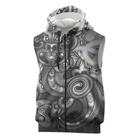 Aotearoa Maori Hei Tiki Sleeveless Zip Hoodie Kiwikiwi Kowhaiwhai Puhoro Motif