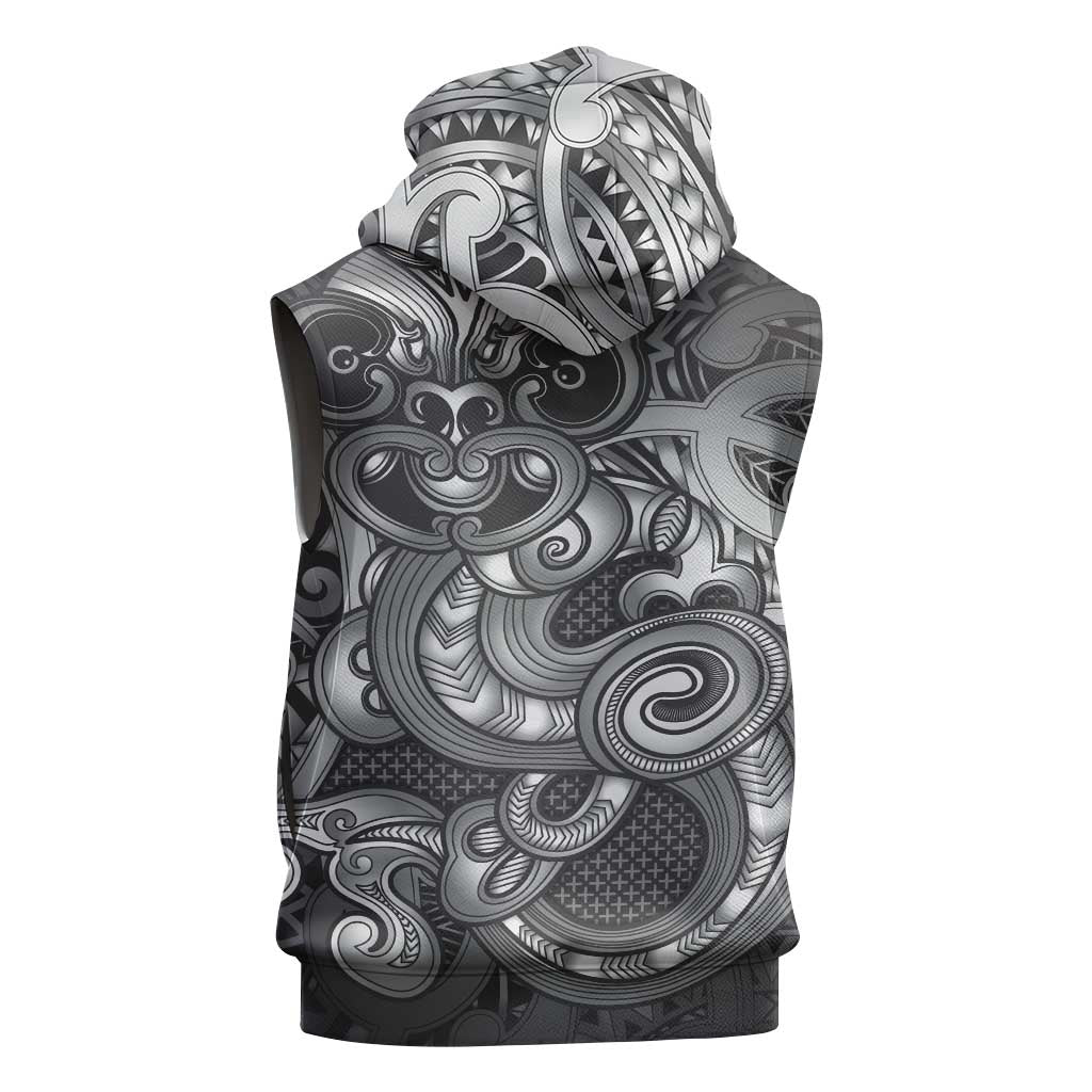 Aotearoa Maori Hei Tiki Sleeveless Zip Hoodie Kiwikiwi Kowhaiwhai Puhoro Motif