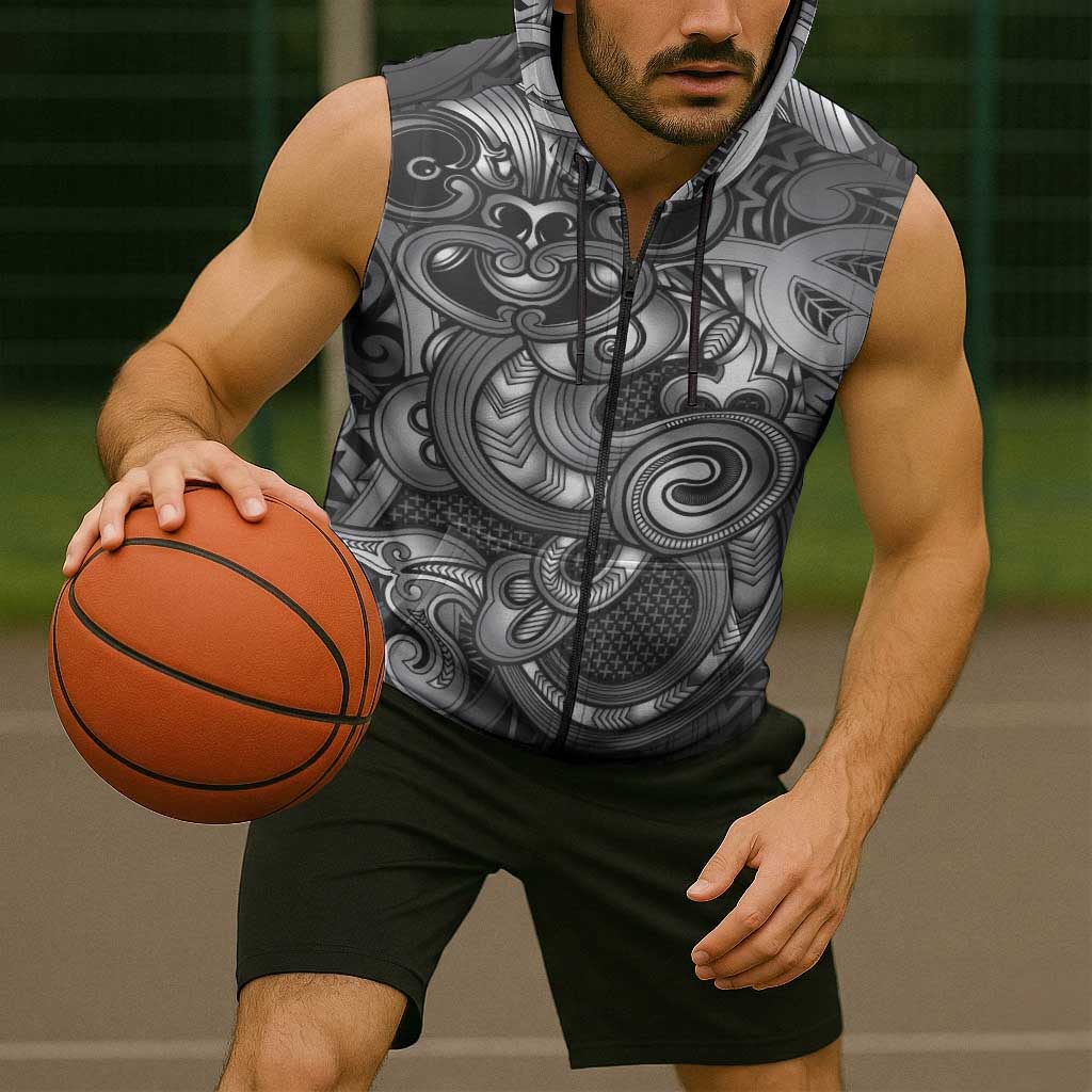 Aotearoa Maori Hei Tiki Sleeveless Zip Hoodie Kiwikiwi Kowhaiwhai Puhoro Motif