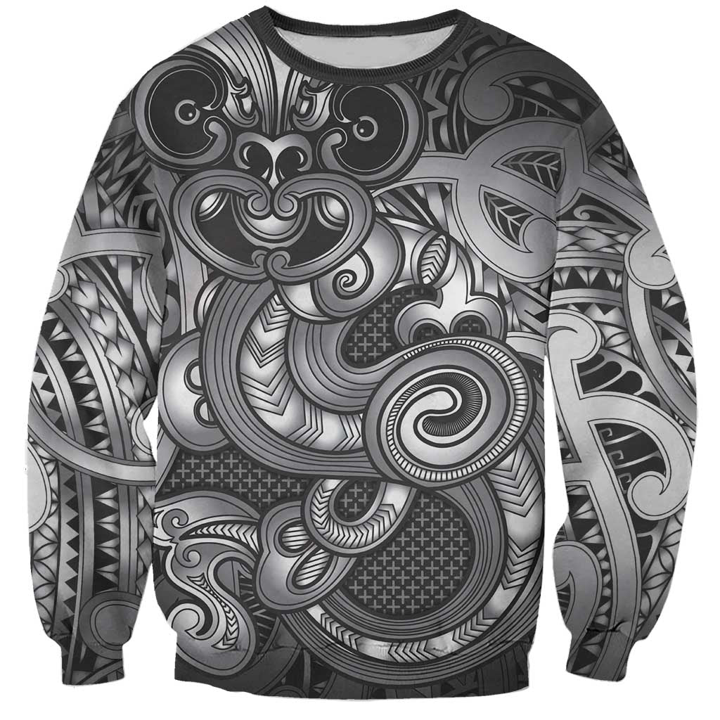 Aotearoa Maori Hei Tiki Sweatshirt Kiwikiwi Kowhaiwhai Puhoro Motif LT9 Unisex Grey - Polynesian Pride