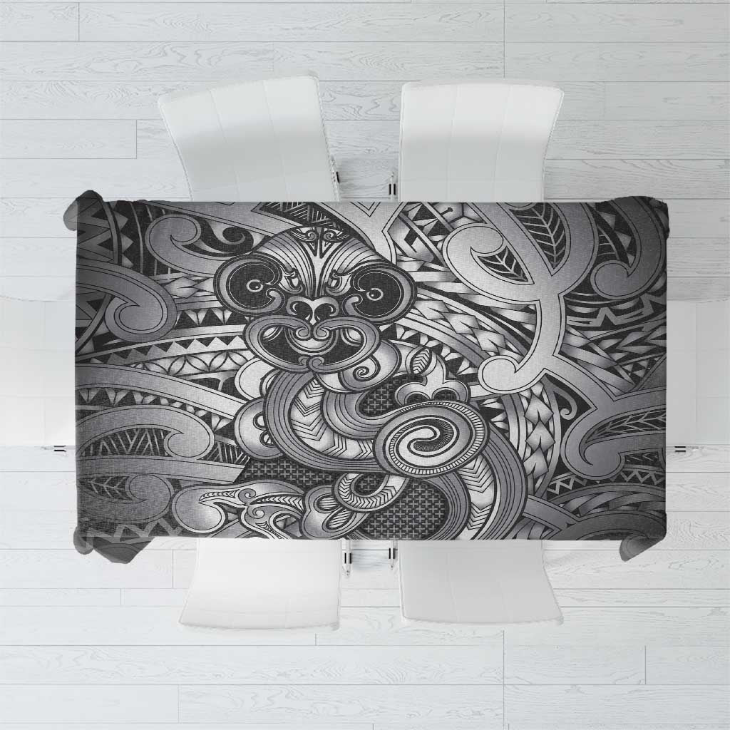 Aotearoa Maori Hei Tiki Tablecloth Kiwikiwi Kowhaiwhai Puhoro Motif LT9 Grey - Polynesian Pride