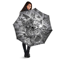 Aotearoa Maori Hei Tiki Umbrella Kiwikiwi Kowhaiwhai Puhoro Motif LT9 - Polynesian Pride