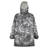 Aotearoa Maori Hei Tiki Wearable Blanket Hoodie Kiwikiwi Kowhaiwhai Puhoro Motif