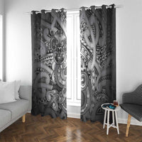 Aotearoa Maori Hei Tiki Window Curtain Kiwikiwi Kowhaiwhai Puhoro Motif LT9 With Grommets Grey - Polynesian Pride