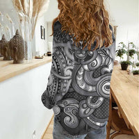 Aotearoa Maori Hei Tiki Women Casual Shirt Kiwikiwi Kowhaiwhai Puhoro Motif