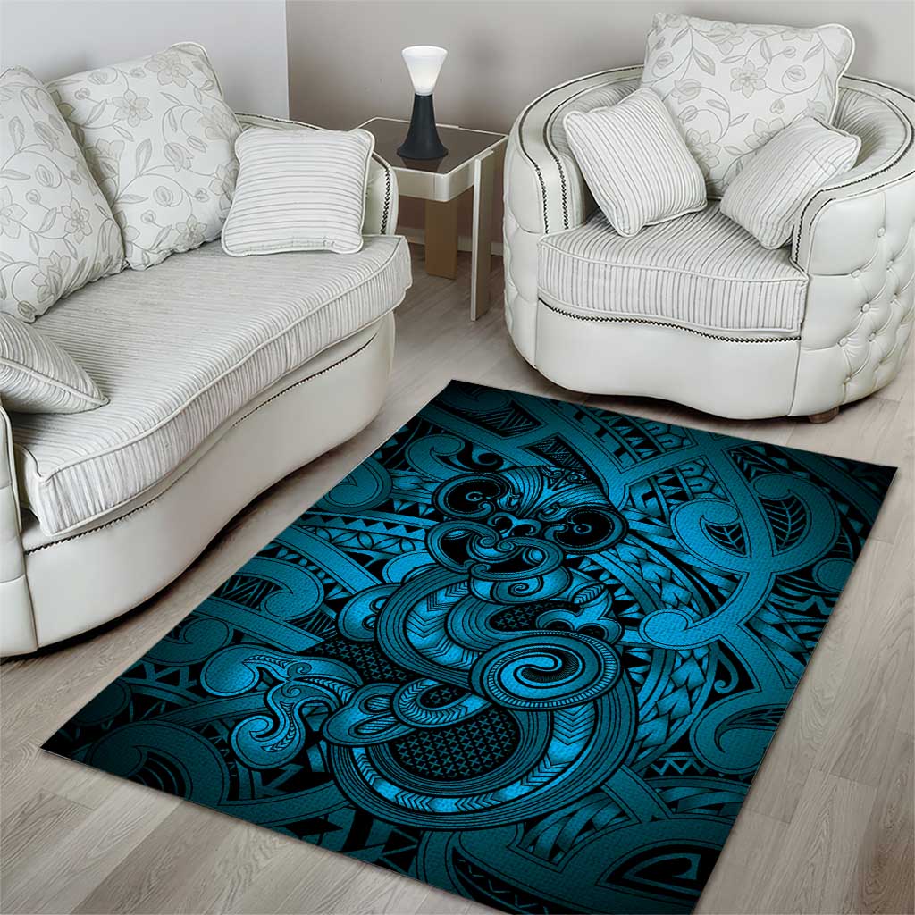 Aotearoa Maori Hei Tiki Area Rug Kikorangi Kowhaiwhai Puhoro Motif LT9 - Polynesian Pride