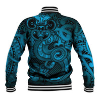 Aotearoa Maori Hei Tiki Baseball Jacket Kikorangi Kowhaiwhai Puhoro Motif LT9 - Polynesian Pride