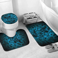 Aotearoa Maori Hei Tiki Bathroom Set Kikorangi Kowhaiwhai Puhoro Motif LT9 Mat Set Only (3 pcs) One Size Blue - Polynesian Pride