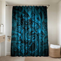 Aotearoa Maori Hei Tiki Bathroom Set Kikorangi Kowhaiwhai Puhoro Motif LT9 Shower Curtain Only Blue - Polynesian Pride