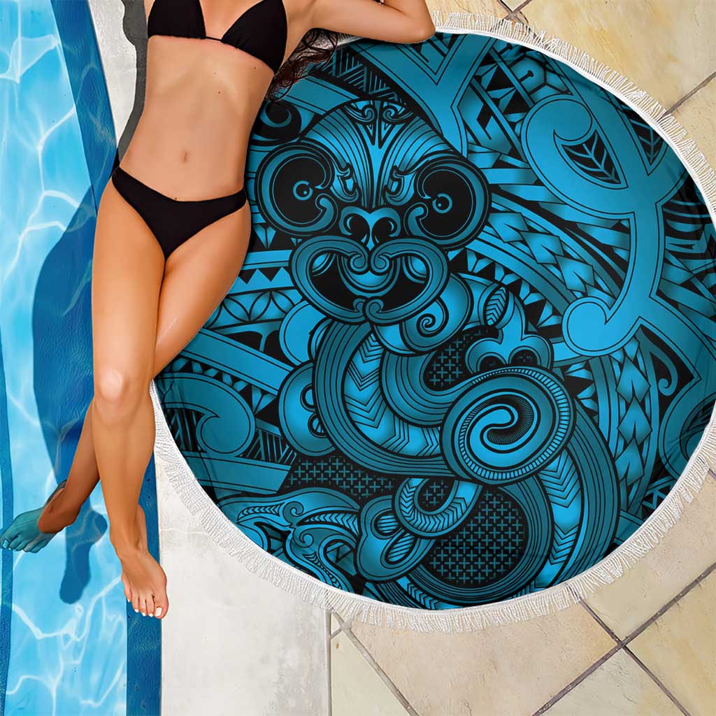 Aotearoa Maori Hei Tiki Beach Blanket Kikorangi Kowhaiwhai Puhoro Motif LT9 - Polynesian Pride