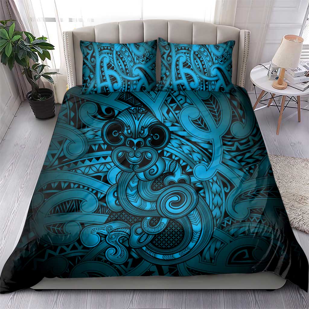Aotearoa Maori Hei Tiki Bedding Set Kikorangi Kowhaiwhai Puhoro Motif LT9 - Polynesian Pride