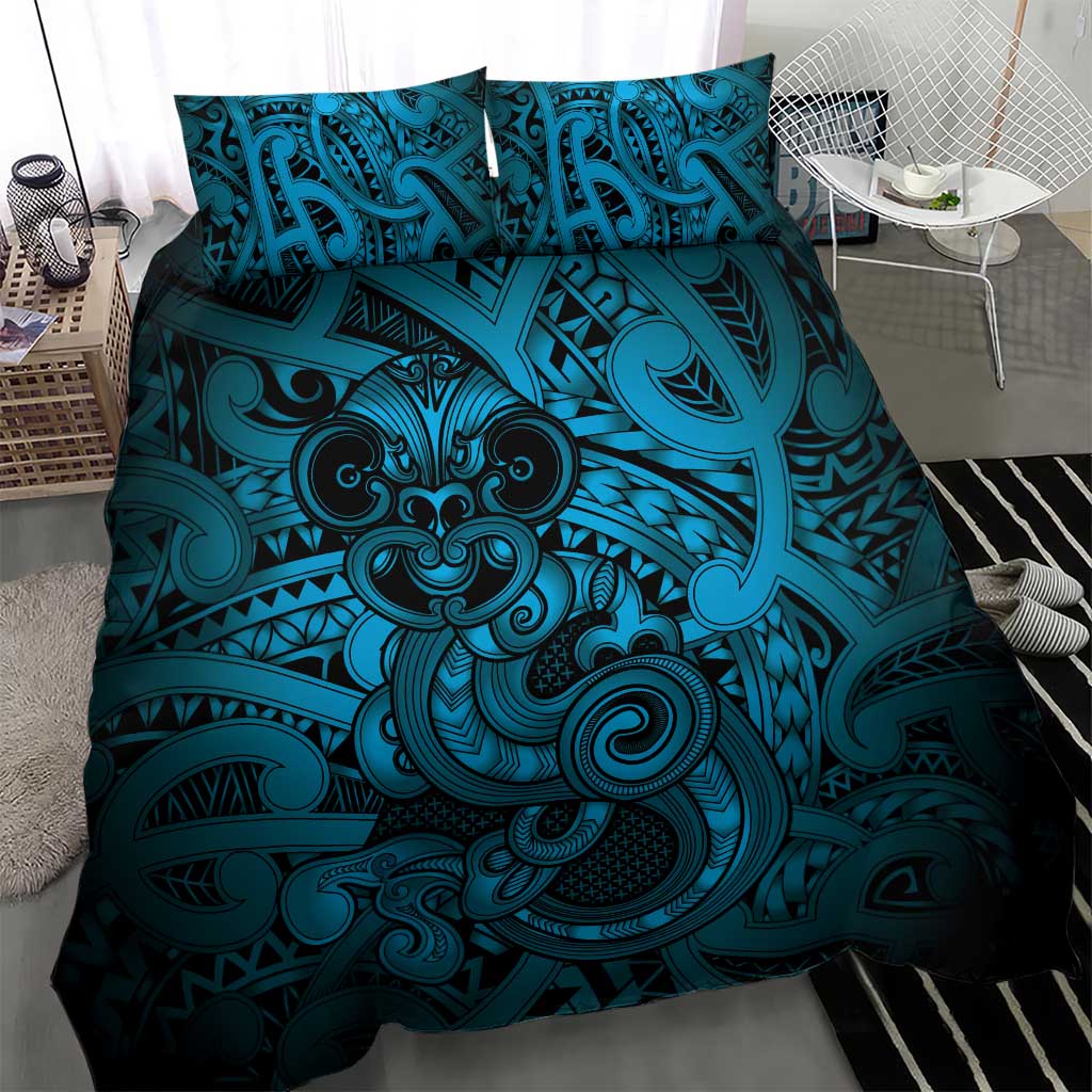 Aotearoa Maori Hei Tiki Bedding Set Kikorangi Kowhaiwhai Puhoro Motif LT9 - Polynesian Pride