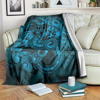 Aotearoa Maori Hei Tiki Blanket Kikorangi Kowhaiwhai Puhoro Motif LT9 Blue - Polynesian Pride