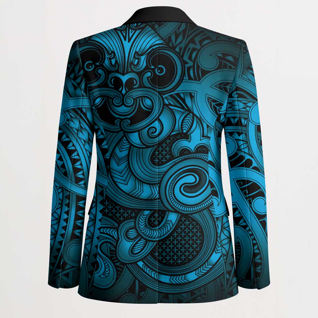 Aotearoa Maori Hei Tiki Blazer Kikorangi Kowhaiwhai Puhoro Motif LT9 - Polynesian Pride