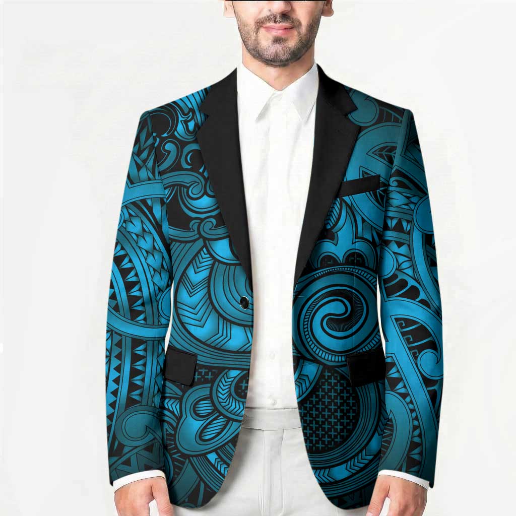 Aotearoa Maori Hei Tiki Blazer Kikorangi Kowhaiwhai Puhoro Motif LT9 - Polynesian Pride