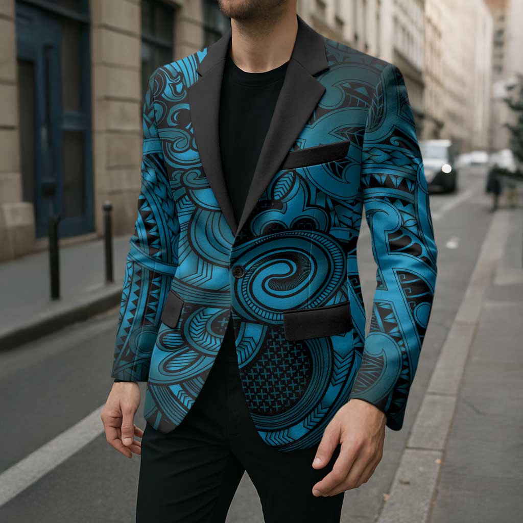 Aotearoa Maori Hei Tiki Blazer Kikorangi Kowhaiwhai Puhoro Motif LT9 - Polynesian Pride