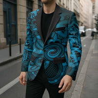 Aotearoa Maori Hei Tiki Blazer Kikorangi Kowhaiwhai Puhoro Motif LT9 - Polynesian Pride