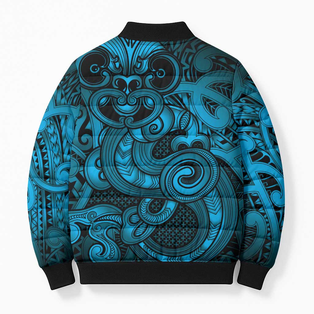 Aotearoa Maori Hei Tiki Bomber Puffer Jacket Kikorangi Kowhaiwhai Puhoro Motif LT9 - Polynesian Pride
