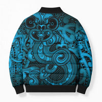 Aotearoa Maori Hei Tiki Bomber Puffer Jacket Kikorangi Kowhaiwhai Puhoro Motif LT9 - Polynesian Pride