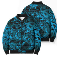 Aotearoa Maori Hei Tiki Bomber Puffer Jacket Kikorangi Kowhaiwhai Puhoro Motif LT9 - Polynesian Pride