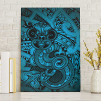 Aotearoa Maori Hei Tiki Canvas Wall Art Kikorangi Kowhaiwhai Puhoro Motif LT9 Without Frame Blue - Polynesian Pride