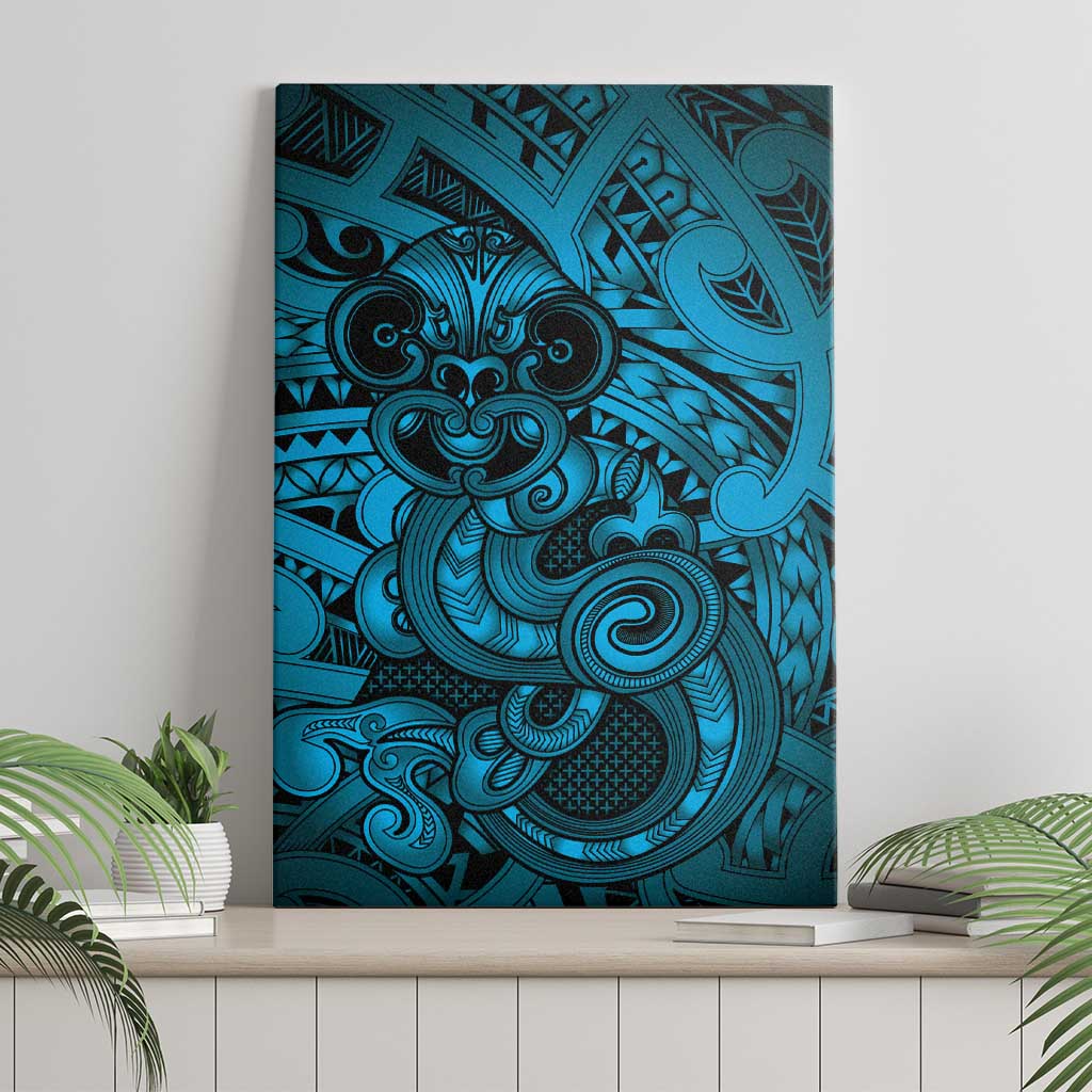 Aotearoa Maori Hei Tiki Canvas Wall Art Kikorangi Kowhaiwhai Puhoro Motif LT9 - Polynesian Pride