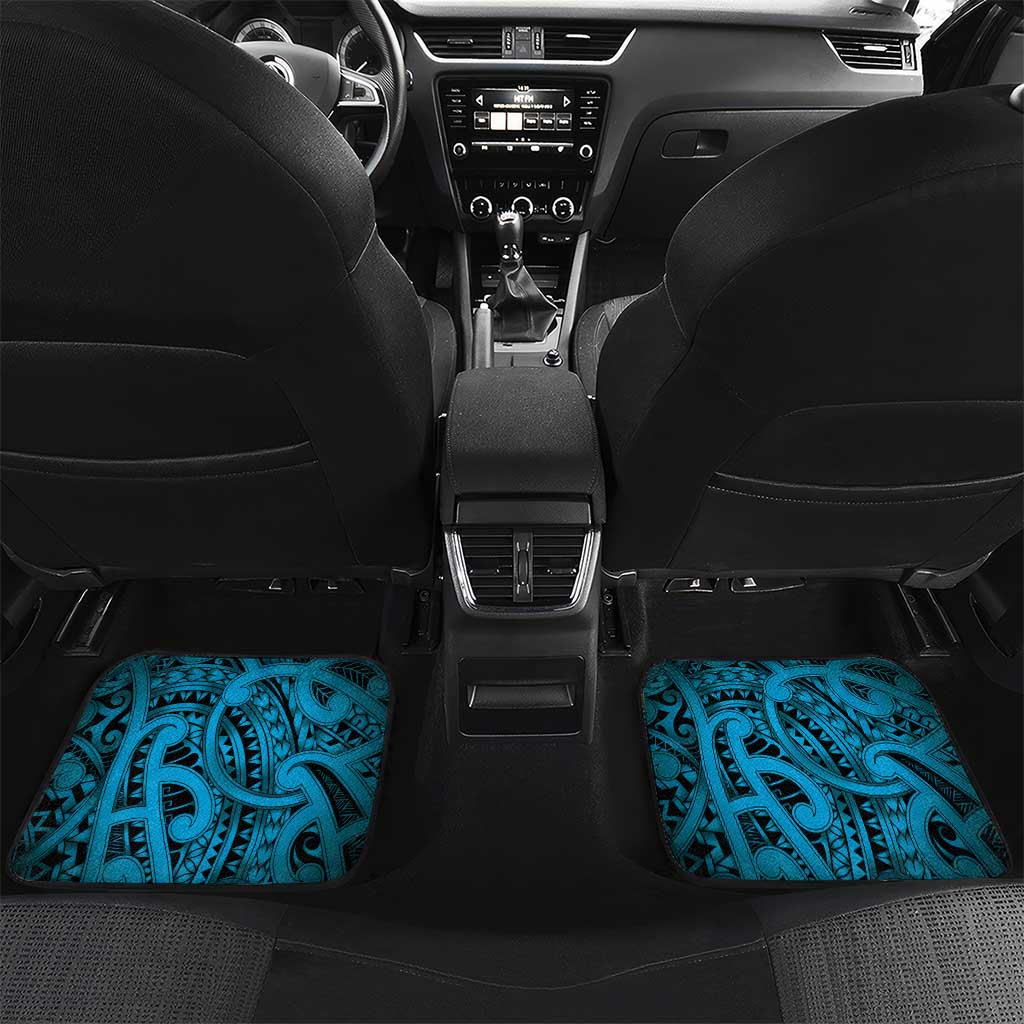 Aotearoa Maori Hei Tiki Car Mats Kikorangi Kowhaiwhai Puhoro Motif LT9 Set 2pcs - Back Blue - Polynesian Pride
