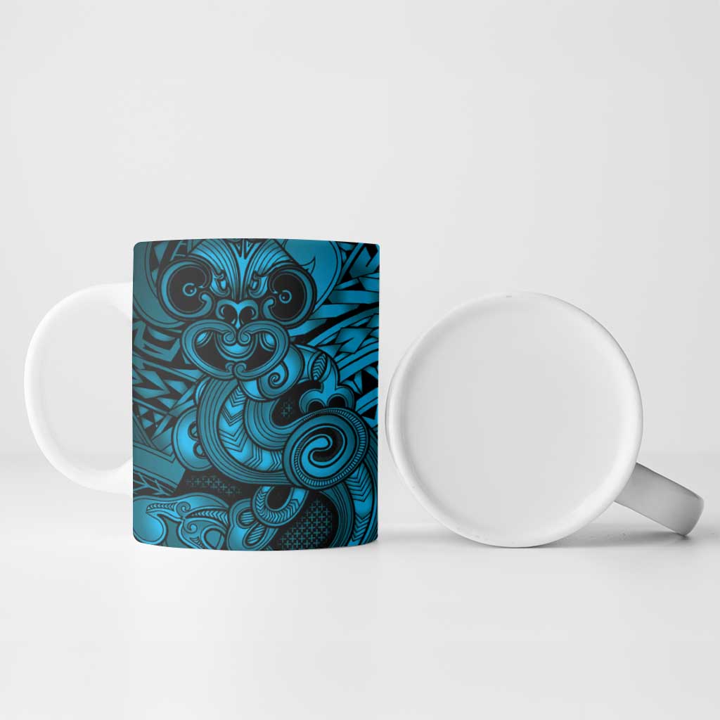 Aotearoa Maori Hei Tiki Ceramic Mug Kikorangi Kowhaiwhai Puhoro Motif LT9 - Polynesian Pride