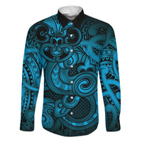 Aotearoa Maori Hei Tiki Family Matching Long Sleeve Bodycon Dress and Hawaiian Shirt Kikorangi Kowhaiwhai Puhoro Motif