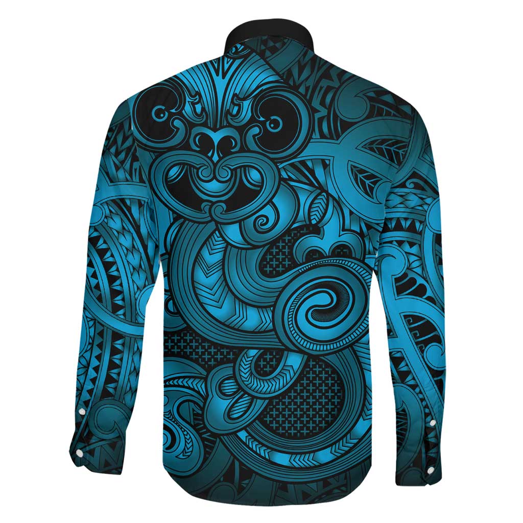 Aotearoa Maori Hei Tiki Family Matching Off Shoulder Short Dress and Hawaiian Shirt Kikorangi Kowhaiwhai Puhoro Motif