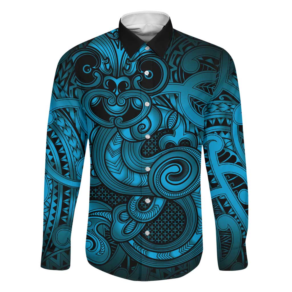 Aotearoa Maori Hei Tiki Family Matching Short Sleeve Bodycon Dress and Hawaiian Shirt Kikorangi Kowhaiwhai Puhoro Motif