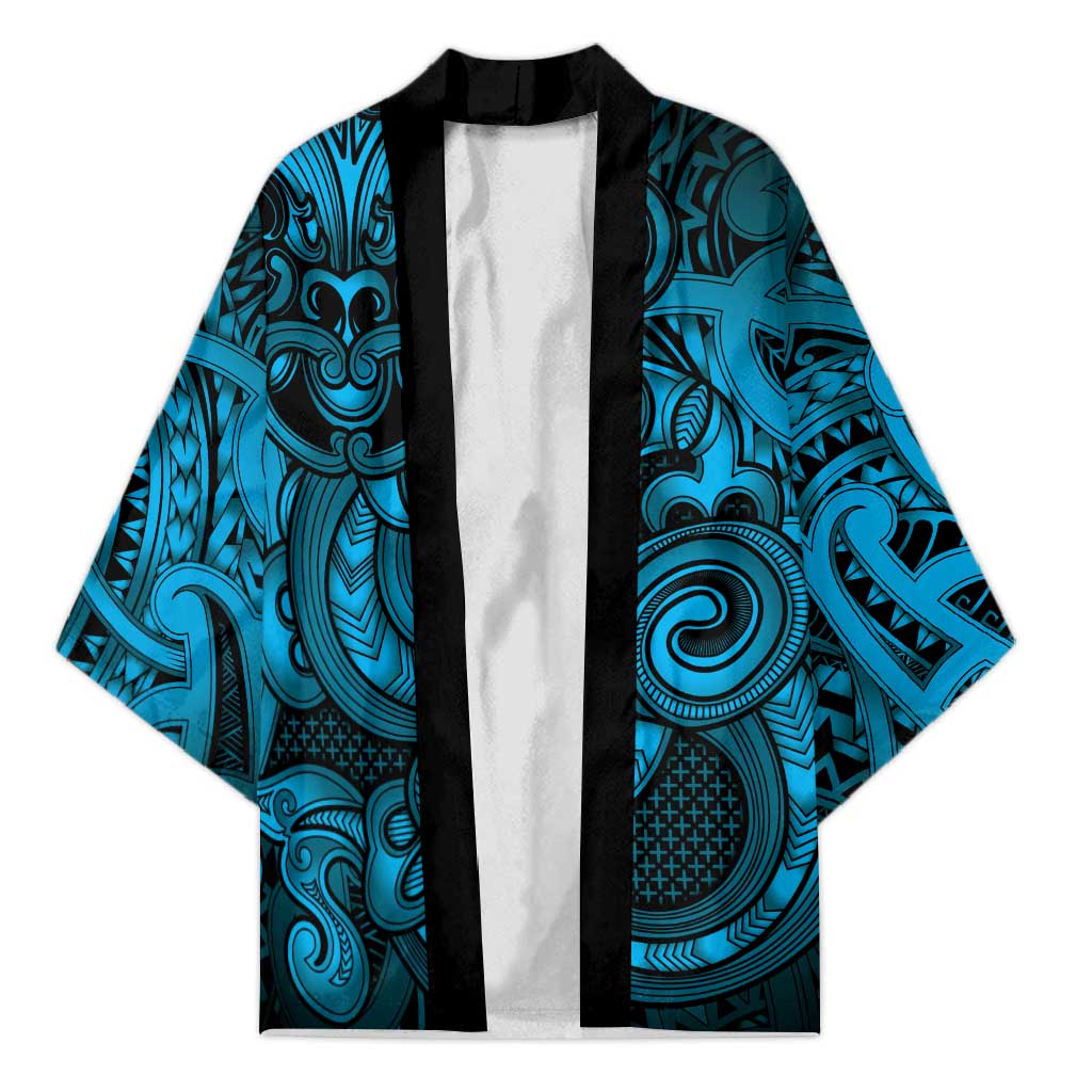 Aotearoa Maori Hei Tiki Kimono Kikorangi Kowhaiwhai Puhoro Motif LT9 Unisex Blue - Polynesian Pride
