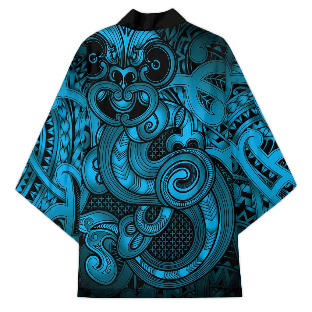 Aotearoa Maori Hei Tiki Kimono Kikorangi Kowhaiwhai Puhoro Motif LT9 - Polynesian Pride