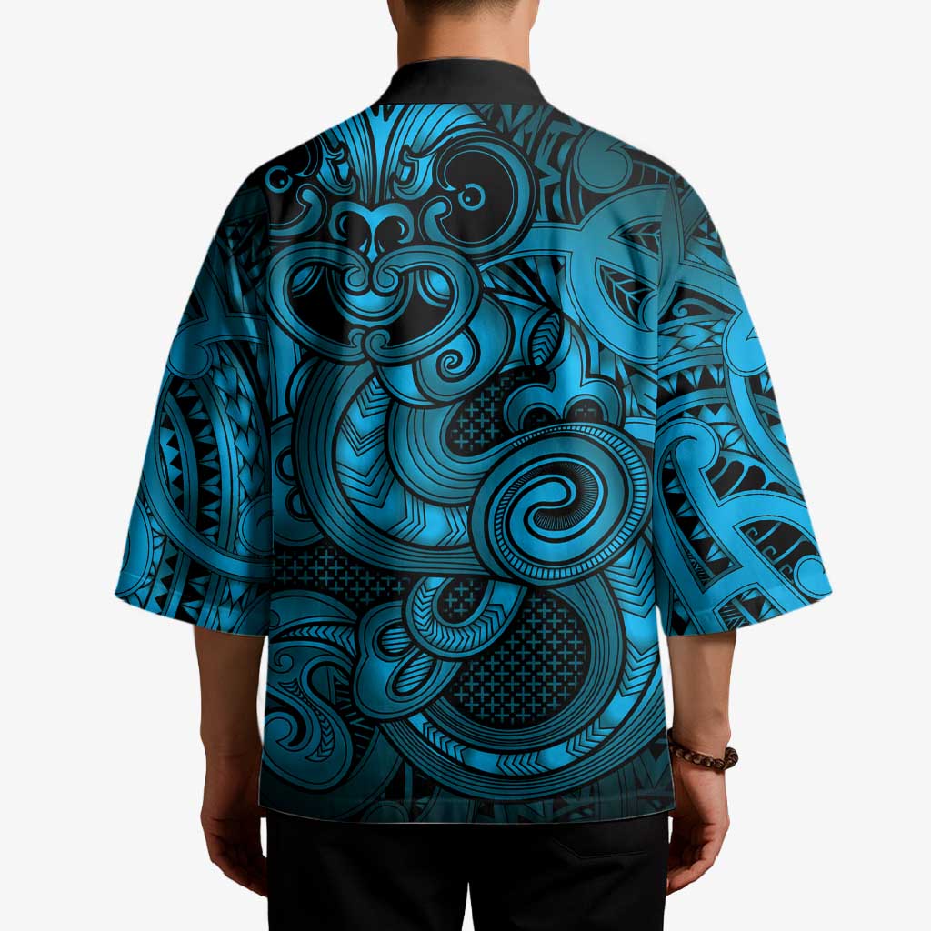 Aotearoa Maori Hei Tiki Kimono Kikorangi Kowhaiwhai Puhoro Motif LT9 - Polynesian Pride