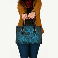 Aotearoa Maori Hei Tiki Leather Bag Kikorangi Kowhaiwhai Puhoro Motif LT9 - Polynesian Pride
