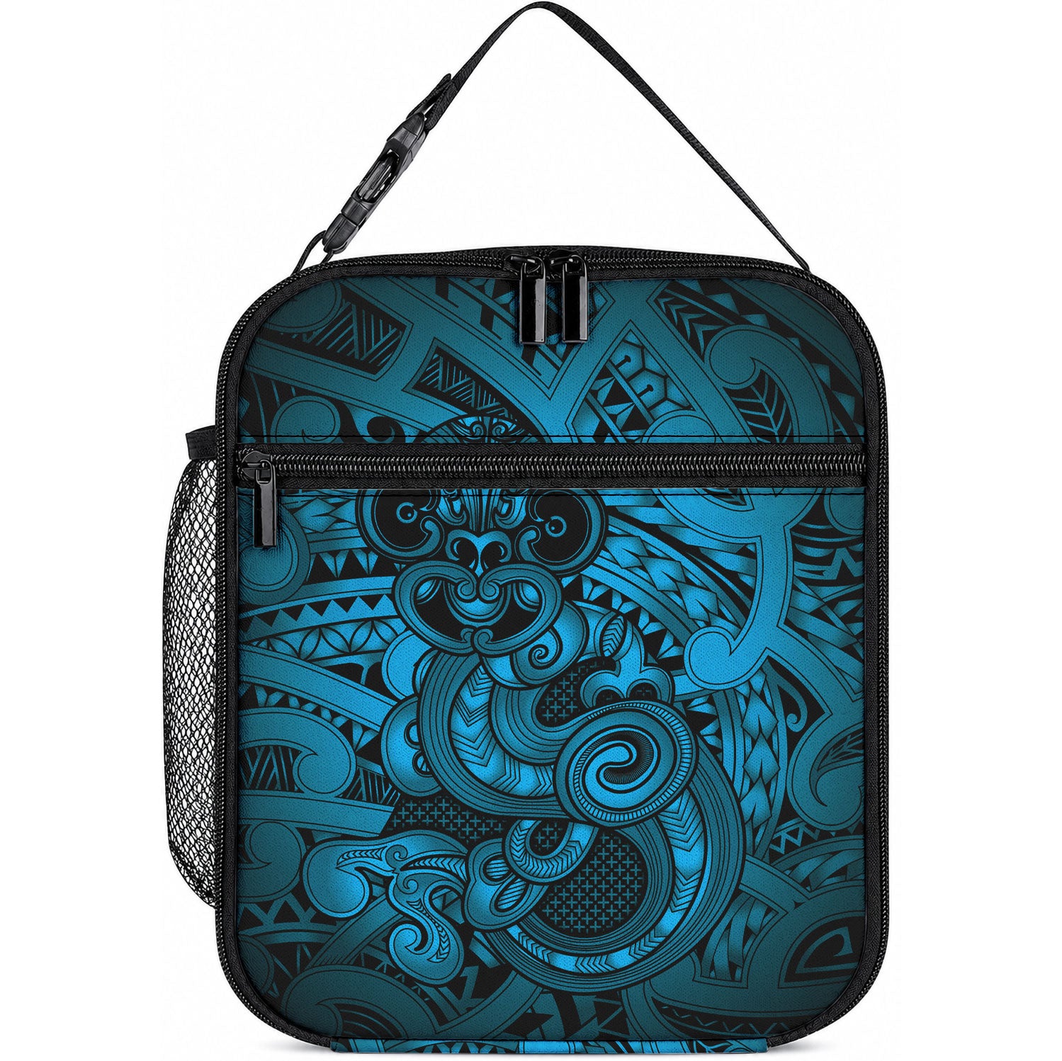 Aotearoa Maori Hei Tiki Lunch Bag Kikorangi Kowhaiwhai Puhoro Motif LT9 10.2 × 8.3 × 4.3 inch Blue - Polynesian Pride
