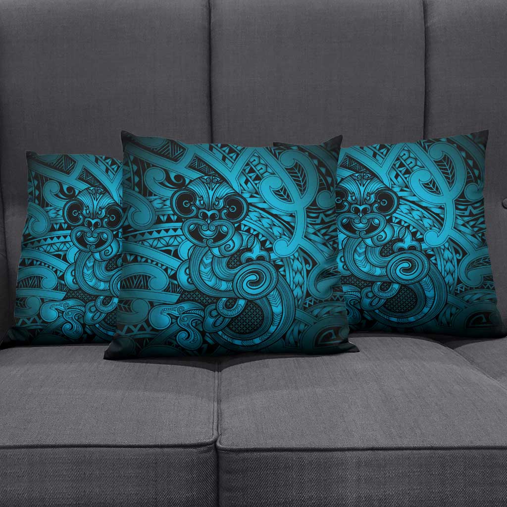 Aotearoa Maori Hei Tiki Pillow Cover Kikorangi Kowhaiwhai Puhoro Motif LT9 - Polynesian Pride