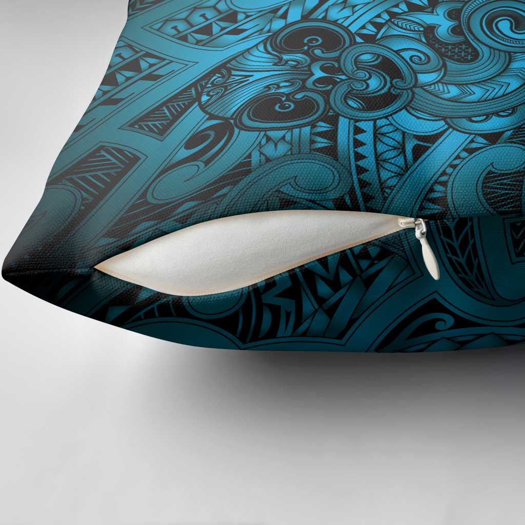 Aotearoa Maori Hei Tiki Pillow Cover Kikorangi Kowhaiwhai Puhoro Motif LT9 - Polynesian Pride
