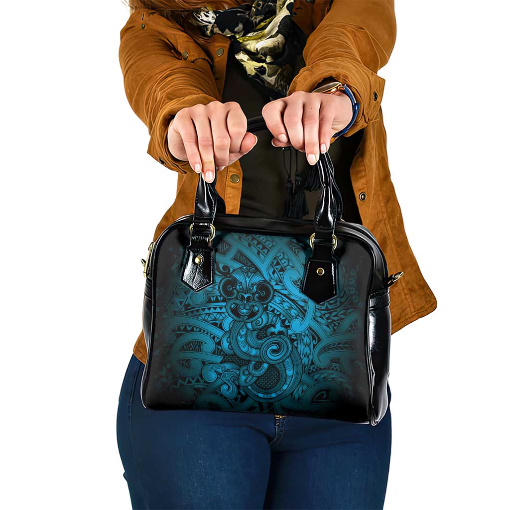 Aotearoa Maori Hei Tiki Shoulder Handbag Kikorangi Kowhaiwhai Puhoro Motif LT9 One Size Blue - Polynesian Pride