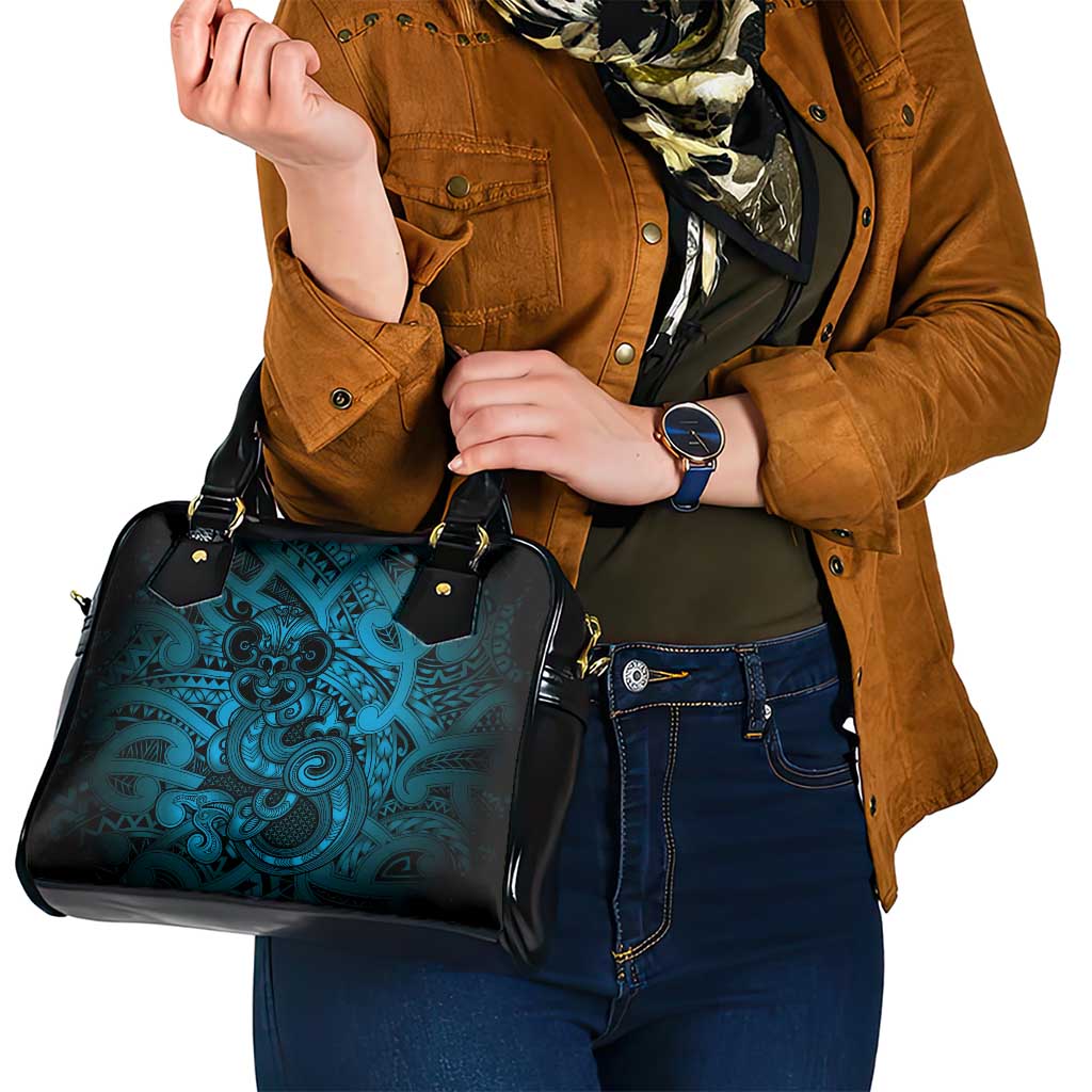 Aotearoa Maori Hei Tiki Shoulder Handbag Kikorangi Kowhaiwhai Puhoro Motif LT9 - Polynesian Pride
