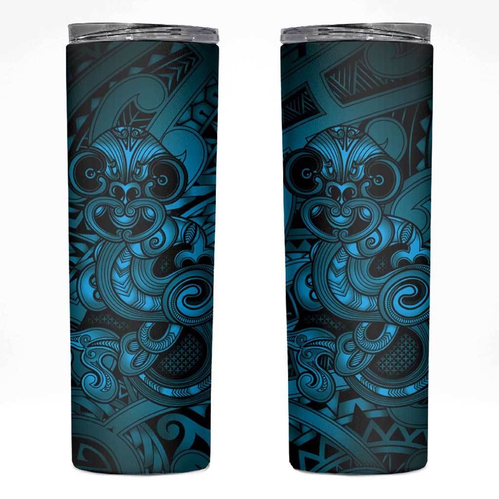 Aotearoa Maori Hei Tiki Skinny Tumbler Kikorangi Kowhaiwhai Puhoro Motif LT9 Blue - Polynesian Pride