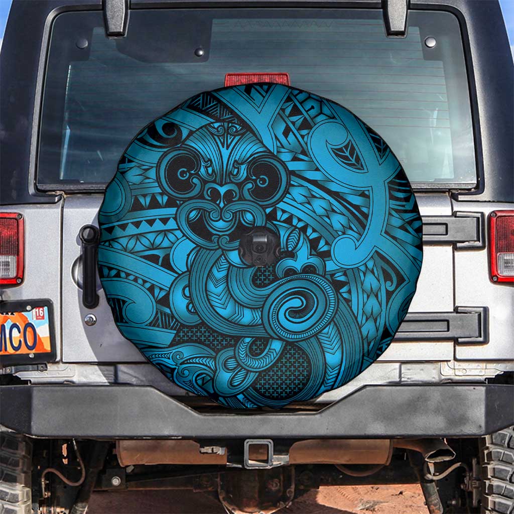 Aotearoa Maori Hei Tiki Spare Tire Cover Kikorangi Kowhaiwhai Puhoro Motif