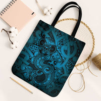 Aotearoa Maori Hei Tiki Tote Bag Kikorangi Kowhaiwhai Puhoro Motif LT9 Black Strap One Size Blue - Polynesian Pride