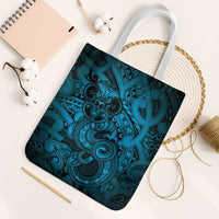 Aotearoa Maori Hei Tiki Tote Bag Kikorangi Kowhaiwhai Puhoro Motif LT9 White Strap One Size Blue - Polynesian Pride