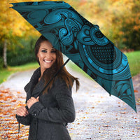 Aotearoa Maori Hei Tiki Umbrella Kikorangi Kowhaiwhai Puhoro Motif LT9 - Polynesian Pride
