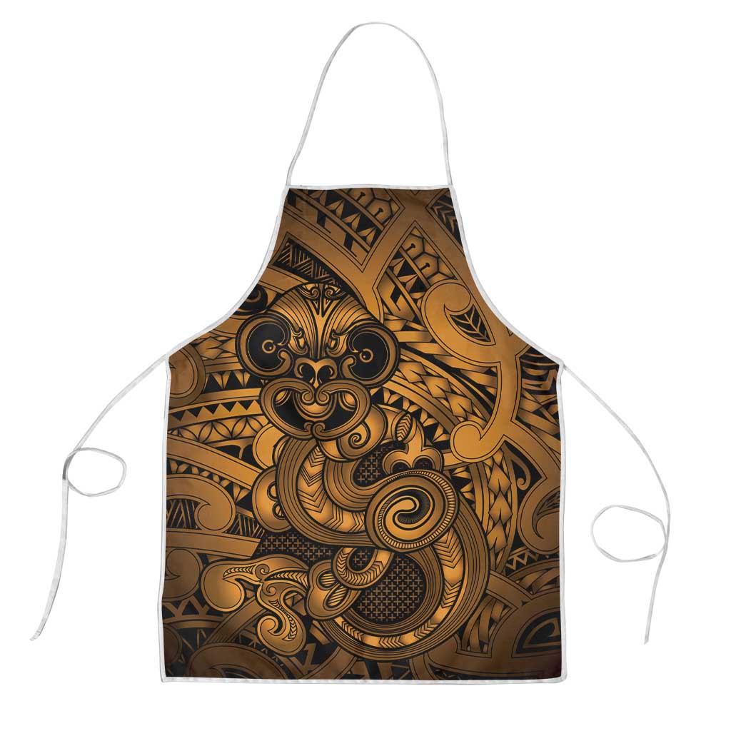 Aotearoa Maori Hei Tiki Apron Koura Kowhaiwhai Puhoro Motif LT9 Gold - Polynesian Pride