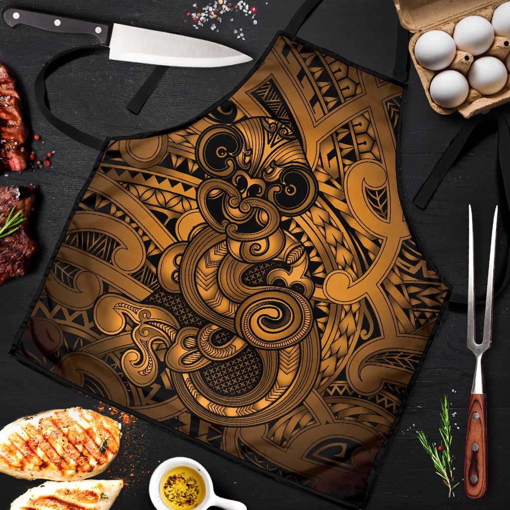 Aotearoa Maori Hei Tiki Apron Koura Kowhaiwhai Puhoro Motif LT9 Gold - Polynesian Pride
