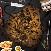 Aotearoa Maori Hei Tiki Apron Koura Kowhaiwhai Puhoro Motif LT9 Gold - Polynesian Pride